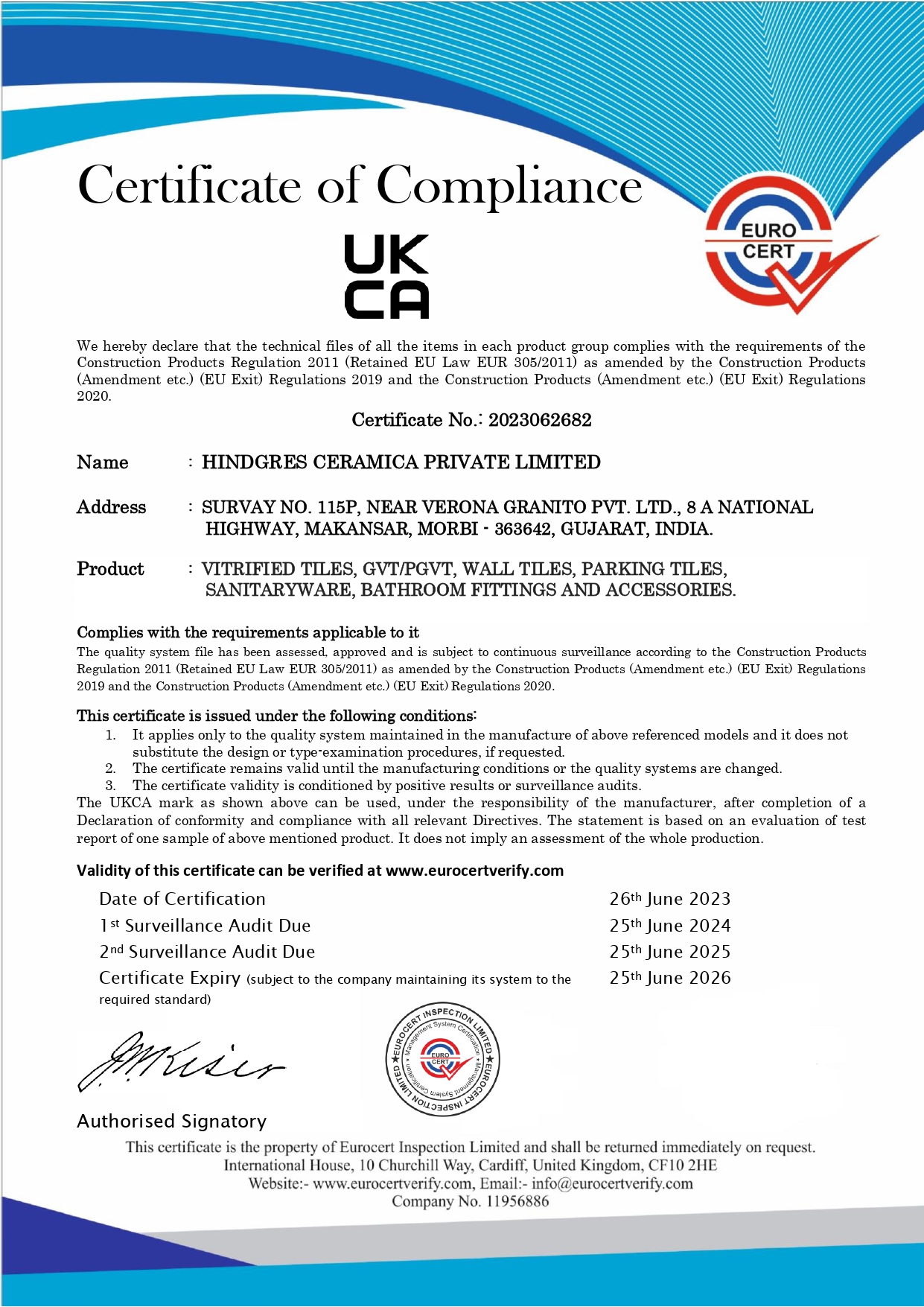 HINDGRES CERAMICA PRIVATE LIMITED EUROCERT. UKCA - 2023062682_page-0001